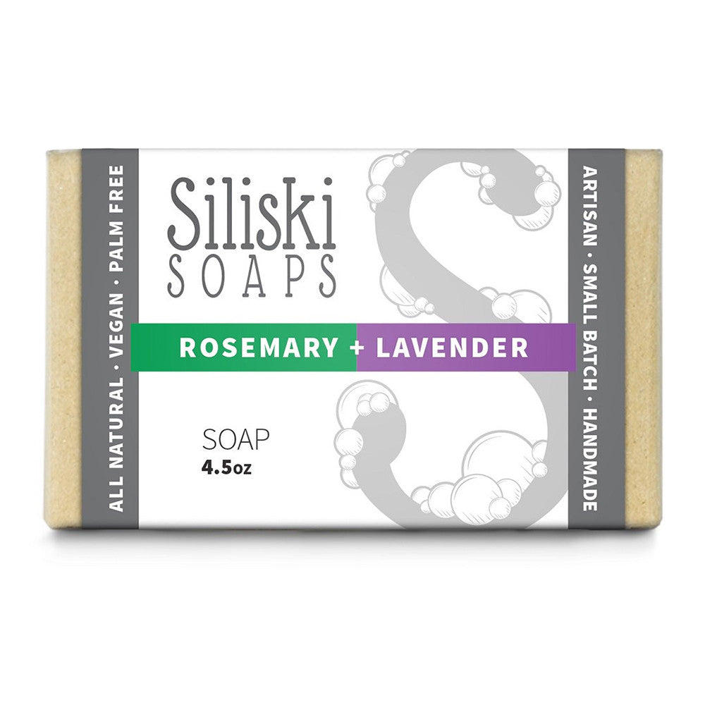 Siliski Soap Simple Skincare Hard Gentle Bath Soap, Rosemary and Lavender, 4.5 Oz